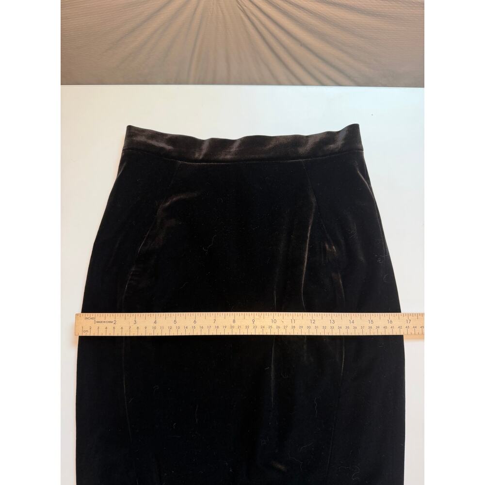 House of CB Black Velvet Midi Pencil Skirt S Bodycon High Waist Holiday Party - Picture 11 of 16
